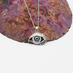 Evil Eye Necklace, Blue Enamel and CZ Stones Evil Eye Necklace, 925 Sterling Silver Necklace, Handmade Women Necklace, Birthday Gift for Her ✦ Details ✦ * Material: 925 Sterling Silver *  Chain length 45 cm. * Pendent length: 1.50 cm. * Pendent Width: 2.10 cm ✦ Shipping ✦ * Processing time: 1-2 business days. * This item ships from my Turkish workshop in Istanbul. * Add your phone number in address box for a smoother delivery. That makes courier personnel's job easier.  ✦ Packaging ✦ * Comes wit Women Necklace, Necklace Blue, Luxury Gift Box, Evil Eye Necklace, 925 Sterling Silver Chain, Birthday Gift For Her, Eye Necklace, Necklace Handmade, Cz Stone