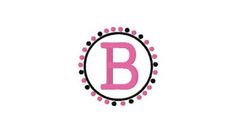 the letter b is in a circle with dots around it and pink lettering on top