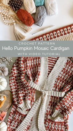 crochet pattern for hello pumpkin mosaic cardigan with viner's yarn