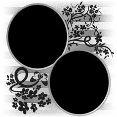 two black and white circles with floral designs on the sides, one has an empty space for