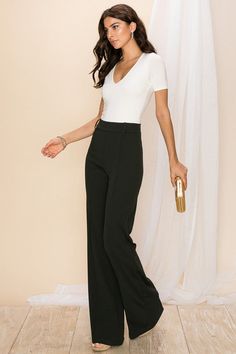 Solid Color Fitted Dress Pants, Fitted Solid Color Dress Trousers, Fitted Solid Color Dress Pants For Workwear, Fitted Elastane Dress Pants For Summer, Fitted Solid Color Bottoms For Work, Fitted Workwear Bottoms In Solid Color, Spring Party Wide-leg Dress Pants, Elegant Spring Pants In Elastane, Elegant Solid Color Dress Pants For Summer