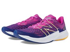 New Balance FuelCell Prism v2 - Women's Shoes : Victory Blue/Magenta Pop : Propel yourself with every step wearing the high-performance and reactive feel of the New Balance FuelCell Prism v2 running shoes. Predecessor, FuelCell Prism. Mesh upper for a lightweight, comfortable fit and feel with an electric print. Traditional lace-up closure for a secure fit. Breathable textile lining and removable insole. FuelCell foam midsole delivers a propulsive feel to help drive you forward. Medial post help Womens New Balance, Fuel Cell, Synthetic Rubber, Best Sneakers, Hoka Running Shoes, Sneakers For Sale, On Shoes, New Balance, High Performance