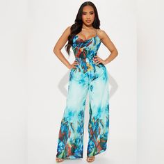 Brand New W/Tags Asking For Full Price Or Close To Offer Just Brought But Doesn’t Fit Quite As Expected High-waist Jumpsuits And Rompers For Vacation, Sleeveless Printed Blue Jumpsuits And Rompers, Blue Printed Jumpsuits And Rompers For Summer, Blue Printed Jumpsuits And Rompers For Beach, Trendy High Waist Jumpsuits And Rompers For Vacation, Blue Beachwear Jumpsuits And Rompers For Beach Season, Blue Printed Jumpsuit For Beach Season, Chic High Waist Blue Jumpsuits And Rompers, Blue Jumpsuits And Rompers For Summer Parties