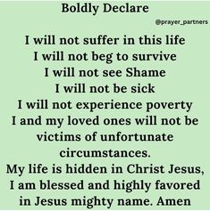 a poem written in black and green with the words, boldly declarre