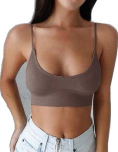 Casual Sports Bra With Stretch And Wide Straps, Casual Sports Bra With Wide Straps, Casual Workout Camisole Crop Top, Casual Solid Camisole Sports Bra, Casual Solid Color Camisole Sports Bra, Fitted Sleeveless Sports Bra, Casual Style, Fitted Sleeveless Sports Bra Casual, Casual Camisole With Seamless Construction And Wide Straps, Casual Seamless Sleeveless Camisole