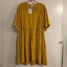 Super Fun Oversized Tent Dress, Sz 6 But Fits Larger. Still Quite Oversized On My 8-10 Frame. I’m 5’6” And This Falls Below My Knee. Nwt Never Worn. Love The Big Baggy Fit But The Color Is Not For Me. Yellow Relaxed Fit Midi Dress For Spring, Yellow V-neck Relaxed Fit Dress, Yellow Relaxed Fit V-neck Dress, Casual Yellow A-line Midi Dress, Oversized Short Sleeve Dress For Brunch, Oversized Casual Dresses For Daytime, Oversized Casual Daytime Dresses, Yellow Relaxed Fit Dress For Vacation, Casual Yellow Flowy Midi Dress