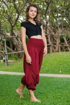 Our Classic Pants come in a variety of solid colors making them practical and easy to combine with other tops and accessories. Feel free to select the sandals, hair bands or jewelry which best fits your style and, remember, plain colors go with all sorts of designs so you can get creative with your choice of tops!  As with most of our Harem Pants  they provide comfort and style and also double up as jumpsuits depending on your mood. They are excellent maternity wear due to th Solid Color Cotton Yoga Pants For Summer, Red Casual Harem Pants For Summer, Casual Red Harem Pants For Summer, Solid Color Long Yoga Pants For Summer, Solid Color Summer Yoga Pants, Solid Color Harem Bottoms For Summer, Casual Summer Harem Yoga Pants, Red Yoga Pants For Summer, Casual Harem Yoga Pants For Summer