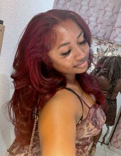 Dark Ginger Wig, Dark Ginger Hair Black Women, Burgundy Hair Dye, Dark Red Hair, Dyed Hair Inspiration, Dyed Natural Hair, Hair 2024, Pretty Hair Color, Black Femininity