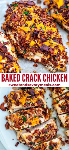 Baked Crack Chicken is creamy and cheesy on the outside, tender and juicy on the inside! Addictingly delicious, loaded with flavors and so easy to make! #chicken #bakedchicken #chickenbreast #sweetandsavorymeals #chickenfoodrecipes Savory Meals, Diner Recept, Best Chicken Recipes, Sweet And Savory, Chicken Dinner Recipes, Baked Chicken, Side Dish Recipes, Chicken Dinner, Family Dinner