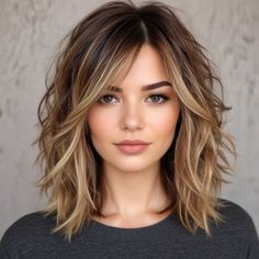 Are you looking to refresh your hairstyle with layers that add movement, volume, and dimension? Layered haircuts have been a timeless trend for decades, #medium #length #haircut Mid Length Hair With Layers Brown, Layer Haircut Ideas, Mid Length Hair With Layers Wavy, Hairstyle With Layers, Wavy Lob Haircut, Med Hair, Layer Haircut, Shoulder Length Hair With Bangs, Layered Haircuts Shoulder Length