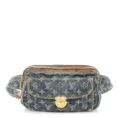 This is an authentic LOUIS VUITTON Monogram Denim Bum Bag in Blue. This stylish belt bag is crafted of Louis Vuitton monogram denim in blue. The bag features vachetta cowhide leather trim, a front flap pocket with a brass press-lock, and an adjustable belt strap. The top zipper opens to a saffron yellow microfiber interior with patch pockets. Saffron Yellow, Bum Bag, Adjustable Belt, Blue Bags, Leather Trim, Authentic Louis Vuitton, Flap Pocket, Belt Bag, Cowhide Leather