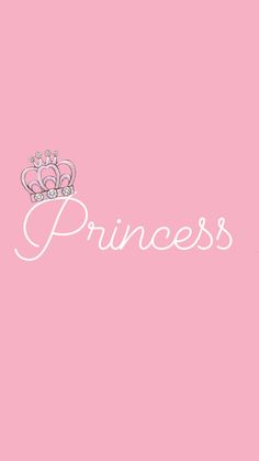 the word princess written in white on a pink background with a tiara above it