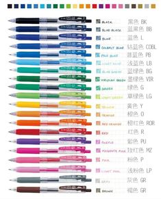 the different types of pens and their names