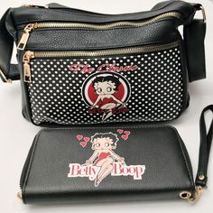 Betty Boop Bag + Wallet, Brand New With Tags, Cartera Con Billetera De Betty Boop. Size: 20cm/ 10in Length X 26cm/ 13in Wide. Betty Boop Purses, Rhinestone Handbags, Zippered Clutch, Wallet Bag, Chain Shoulder Bag, Chevy Trucks, Backpack Purse, Bag Set