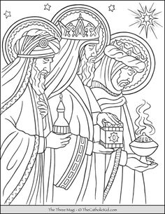 the nativity scene is depicted in this coloring page