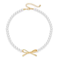 PRICES MAY VARY. 💖It is an enchanting item, a charming pearl necklace with a playful bow pendant, perfect for adding a touch of elegance to your everyday outfits or a special event. 💖This pearls and gold bow necklace measures 17 in, when open from end to end. It has elongated chain links to adjust the length with ease. 💖Crafted from high-quality materials, this bow and pearl necklace is both cute and stylish. The dainty necklaces are matched with various styles of clothes, and you can easily Bow Pendant, Dainty Necklaces, Buy Pearls, White Pearl Necklace, Pearl Jewelry Necklace, Bow Necklace, Bow Jewelry, Pearl Choker Necklace, Chain Links