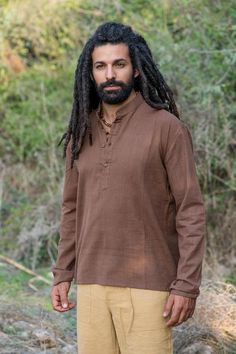 ❂ amazing Natural Dye long sleeve man collared shirt in Dark Brown color, made of Khadi Cotton ❂also in ⋙ LIGHT BROWN ⋙ and ⋙ NATURAL COLOR ⋙ available :) ⋙ https://www.etsy.com/shop/PrimitiveTribalCraft?ref=simple-shop-header-name&listing_id=893508632&section_id=12399194⫸⫸ SIZE ⫸⫸S, M, L and XLPlease check the sizing chart in the last picture⫸⫸ MATERIALS ⫸⫸We focus on natural materials and aim to support traditional crafts and ancient skills ~striving to go deeper to the source of all m Khadi Kurta, Kurta Men, Short Kurta, Handwoven Fabric, Dark Brown Color, Gifts For My Boyfriend, Natural Dye, Traditional Crafts, Collared Shirt