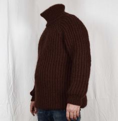 Quality hand-knitted sweater. perfect for your comfort. Men`s wool sweater is hand knitting from 1 strands 100% wool yarn. knitting is elastic and makes the sweater thick. raglan sleeves weight of the sweater is between 1 kg - 2.5 kg (depending on size) it is necessary to specify length (height) of the turtleneck. The time for handmade (knitted) sweater is about 5-7 business days after payment. Measurement: size S armpit to armpit: 50cm / 19.7 inches length (from shoulder): 70cm / 28 inches slee Brown Merino Wool Turtleneck Sweater, Brown Merino Wool Turtleneck For Winter, Sweater With Turtleneck, Mens Pullover, Pullover Sweater Men, Yarn Knitting, Mens Sweater, Pullover Men, Handmade Knitting