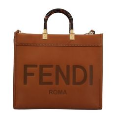 Fendi Tote Bag Leather Brown W27xh18xd13cm Hermes Birkin Orange, Sunshine Logo, Fendi Sunshine, Fendi Tote Bag, Fendi Eyewear, Fendi Tote, Chanel Deauville Tote Bag, Tote Bag Leather, Purses Designer