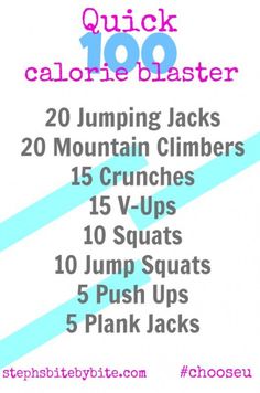 a poster with the words quick calories blaster in blue, pink and white