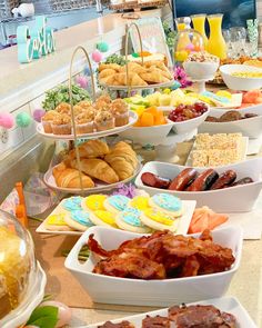 a table filled with lots of different types of food