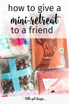 the words how to give a mini - treat to a friend on top of an image of