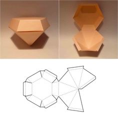 an origami box is cut out and placed on top of the other paper