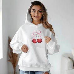 Embrace sweet style with this adorable Cherry Design Hoodie! Whether you're a cherry lover or adore the coquette aesthetic, this hoodie is the perfect blend of cute and cozy. Made with soft, high-quality fabric, it's designed to keep you warm and stylish all year long. Featuring a vibrant cherry print, this hoodie is a must-have for anyone looking to add a pop of charm to their wardrobe. Perfect for casual outings, lounging at home, or pairing with your favorite kawaii accessories. Perfect For: Cute Oversized Hooded Sweatshirt, Oversized Cute Hooded Sweatshirt, Cute Oversized Cotton Hoodie, Cute Long Sleeve Hoodie With Letter Print, Cute Hoodie Sweatshirt With Letter Print, Cute Cotton Hooded Sweatshirt, Cute Hoodie Sweatshirt For Streetwear, Cute Oversized Hoodie For Fall, Cute Oversized Hoodie With Letter Print