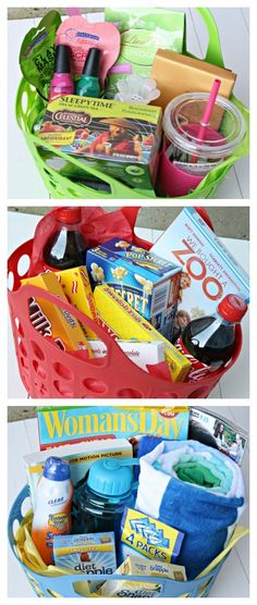 two baskets filled with different types of items