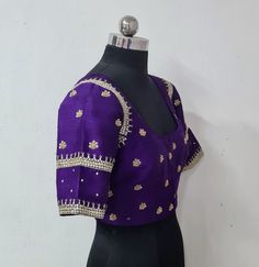 violet purple rawsilk hand embroidered sequin blouse that can be paired with multiple sarees. size: please choose the size from the drop down. if you want custom measurements,  I'll send you the measurements sheet when you order.  Please contact me if you have any questions Purple Art Silk Embroidered Fabric For Party, Traditional Designer Purple Blouse Piece, Traditional Purple Blouse Piece For Designer Wear, Purple Embroidered Designer Saree, Designer Raw Silk Purple Saree, Designer Embroidered Purple Saree, Designer Purple Raw Silk Saree, Fitted Purple Silk Blouse, Purple Resham Embroidery Blouse For Parties