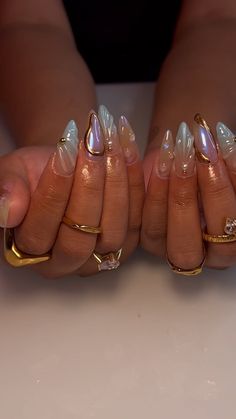 Elaborate Nails, Goddess Nails Designs, Greek Goddess Nails, Aphrodite Nails, Siren Nails, Spiritual Nails, Goddess Nails, Acrylic Nail Designs Classy