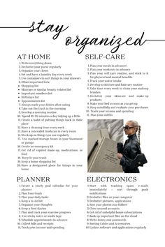 How to get seriously organized, the ultimate guide to get though life with ease. | #stayorganized #selfcare #planner #electronics #bellahadid #lazygirl #girlboss   How to stay Organized | Aesthetic Checklist | White Aesthetic | Organize Your Home | Organize Your Self ⎯ Self Care | Electronics | MacBook | iPhone | Planner | Goals | To-Do-List | Decluttering | Shopping | Workout Plan | Sleep | Food Diary | Plan Your Outfits | Prep Your Meals | Step by Step Guide | Cleaning | That Girl | Glow Up | Skincare | Beauty | Financial Planning | Better version of yourself | Fitness | Personal Growth Self Organization Tips, How To Become Organized Life, Self Organization Ideas, Ways To Be More Organized, End Of Year To Do List, Organize Planner Ideas, Ways To Organize Your Life