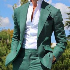 Business Casual Suit, Wedding Suits Groomsmen, Prom Suits For Men, Dinner Suit, Slim Fit Tuxedo, Mens Fashion Edgy, Green Suit, Prom Suits, Party Suits