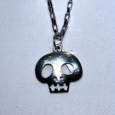 Artisan Handmade Hypoallergenic Skull And Cross Necklace. 20” Stainless Steel Chain With Lobster Claw Clasp. Makes A Great Gift Or Party Favor. Comes With Gift Bag. Skater Necklace, Goth Pirate, Recycle Jewelry, Punk Skull Necklace In Stainless Steel, Punk Skull Necklace With Chain, Silver Jewelry Necklaces, Gothic Skull Necklace With Chain, Handmade Gothic Skull Necklace, Gothic Metal Skull Necklace