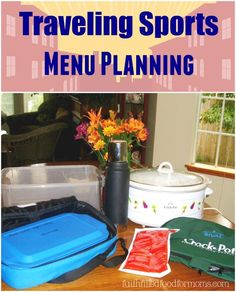 the words traveling sports menu planning on top of a table