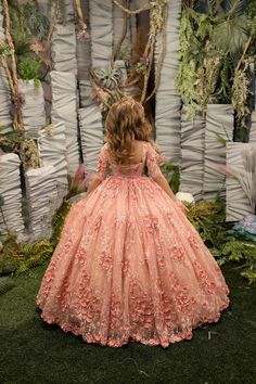 Make her feel like the princess she truly is with the Nylah Flower Girl Dress! This stunning coral gown is embellished with luxurious 3D lace floral accents, making it the perfect choice for your little one to shine on your big day. The sheer bodice features a beautiful design of 3D flowers, while the deep square neckline in the back adds an extra touch of elegance. The hidden back zipper and corset tie allow for easy adjustments, ensuring the perfect fit for your little princess. With 3/4 sheer Coral Flower Girl Dresses, Coral Gown, Dress For Special Occasion, Girls Communion Dresses, Skirt Satin, Princess Flower Girl Dresses, Fluffy Skirt, Ivory Flower Girl, Ivory Flower Girl Dresses