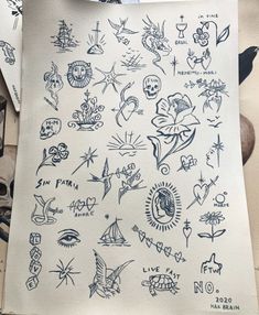 a sheet of paper with tattoos on it