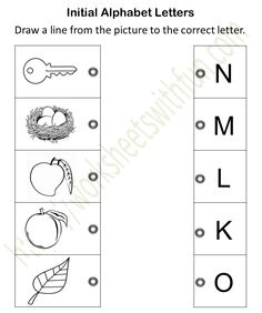 the initial letter worksheet with pictures to help students learn how to write and draw letters