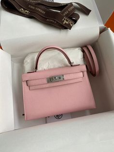 Size: Standard Size It comes with Dust box, Care manual, Tag, and Paper bag. Mini Kelly, Birkin Kelly, Kelly Bag, Hermes Bags, Hermes Birkin, Pink Bag, Satchel Bags, Crossbody Shoulder Bag, Cross Body Handbags