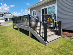 Trex Rocky Harbor Deck Low Maintenance Deck built in Dundas Minnesota. Patio With Railing, Trex Porch