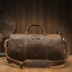 "Our Classic leather Weekender bag is built for travel. The leather duffle bag is not only compact but also easy to carry and deep enough to maximize capacity. This rustic designed unisex carry-on luggage is equally adequate for a casual trip with friends, for frequent flyers, or in the arms of a discerning professional. --------------------------------------------------------------------------- PERFECT GIFT :With a multipurpose use and a classy distressed Vintage inspired look which never goes Leather Backed Satchel Travel Bag For Weekend Trips, Large Capacity Travel Bag Pouch, Rectangular Soft Leather Bag For Weekend Trips, Travel Soft Leather Pouch Satchel, Soft Leather Rectangular Bag For Weekend Trips, Brown Soft Leather Bag For Overnight Trips, Travel Duffle Bag With Leather Lining, Leather Travel Accessories With Large Capacity For Overnight Trips, Leather Travel Accessories For Overnight Trips With Large Capacity