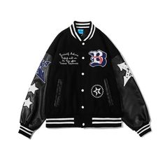 Luxury Men's Varsity Jacket With Ribbed Cuffs, Cheap Black Varsity Jacket For Fall, Luxury Streetwear Varsity Jacket, Luxury White Urban Varsity Jacket, Luxury Hooded Men's Varsity Jacket, Luxury Varsity Outerwear For Streetwear, Classic Luxury Varsity Jacket, Luxury Men's Varsity Jacket With Pockets, Luxury Men's Varsity Jacket For Streetwear