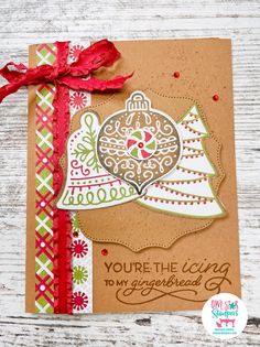 a handmade christmas card with an ornament on it