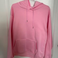 Excellent Condition! Never Worn However No Tags Cozy Fit Hooded Hoodie For Spring, Cozy Fit Hooded Spring Hoodie, Spring Fleece Hoodie With Pockets, Pink Hoodie Sweater With Ribbed Cuffs, Spring Fleece Hoodie Sweater, Pink Hooded Sweater With Ribbed Cuffs, Spring Fleece Sweater With Drawstring Hood, Spring Fleece Hoodie With Kangaroo Pocket, Casual Pink Fleece Sweater