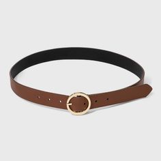 Women's Oval Tapered Center Bar Reversible Belt - A New Day™ Cognac/black M : Target Double Buckle Belt, Womens Leather Belt, Black Bucket, Belt Women, Coach Belt, Branded Belts, Reversible Belt, Faux Leather Belts, Brown Belt