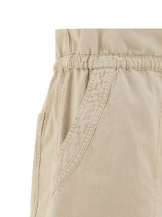 100% Cotton Beige Short Bottoms With Patch Pockets, Beige Bermuda Bottoms With Elastic Waistband, Beige Bermuda Bottoms With Side Pockets, Beige Wide-leg Shorts With Elastic Waistband, Beige Wide Leg Shorts With Elastic Waistband, Beige Short Bottoms With Side Pockets, Beige Short Bottoms With Hip Pockets, Chic Straight Leg Shorts With Pockets, Yoga Wear