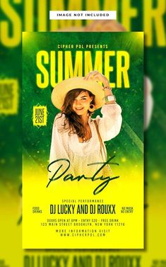 a flyer for a summer party with a woman wearing a cowboy hat