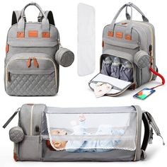 baby diaper bag with multiple compartments and changing mat