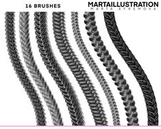 the brushes are designed to look like braids and have different shapes, sizes, and colors