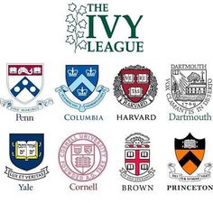 the ivy league logo is shown in several different colors